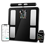 Báscula Inteligente bluetooth, Análisis Corporal Completo,%grasa corporal, músculo, 8 Electrodos de Alta Precisión, Métricas detalladas, App en Español, hasta180 kg