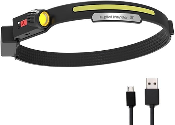 1-5pcs COB XPE Induction Headlamp Waterproof Wave Sensor Head Torch Safety Lanterns USB Rechargeable Lamp for Outdoor Camping (Black,1piece)