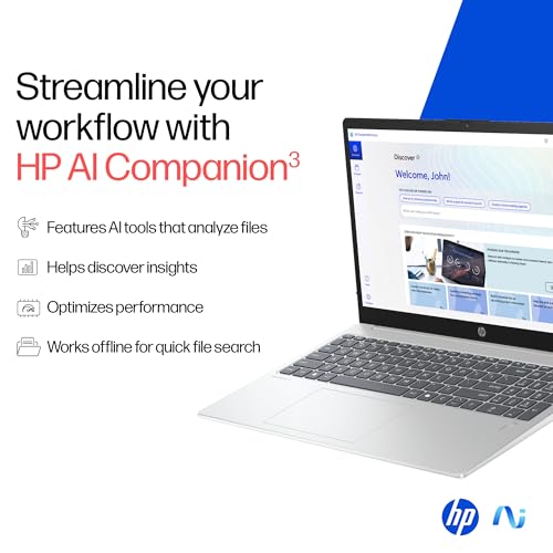 Image of HP OmniBook 3 AMD Ryzen AI 7 350 Next Gen AI Laptop, (16GB DDR5, 512GB SSD), Anti-Glare,15.6'' /39.6cm FHD, Win11,Office24, Silver,1.7kg, FHD Camera w /Privacy Shutter, Backlit, fn0039AU