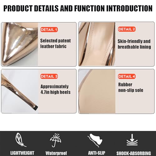 Women's Pointed Toe Platform Stiletto Heel Pumps Sexy Versatile Slip-on 4.7 inch Office Dress Shoes for Elegant Bridal Wedding Party3