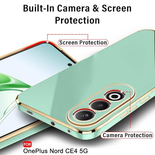 Image of TheGiftKart Luxurious Golden-Plated Back Cover Case for OnePlus Nord CE 4 5G | Raised Lips for Camera & Screen Protection | Shockproof Design | Stylish Back Cover for OnePlus Nord CE4 5G (TPU, Green)
