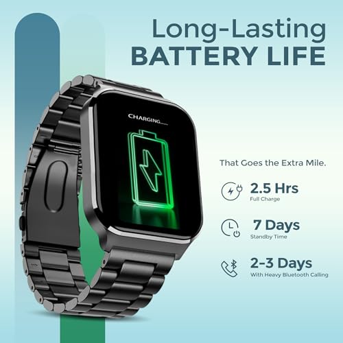 Image of PunnkFunnk NeoLux 1.96 inch HD Display Smartwatch for Men & Women 2025 with 110+ Sports Modes, Heart Rate, Sleep Monitor, IP68 Waterproof, Answer /Make Calls for Android & iOS(Metal Black)