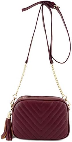 Simple Shoulder Crossbody Bag With Metal Chain Strap And Tassel Top Zipper