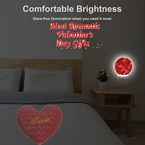 Image of EKOBLA Red Heart Night Light, Romantic Love Valentine Theme Night Lights Plug Into Wall with Auto Sensor for Home Decor