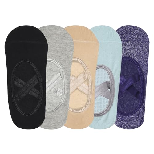 Image of Mint & Oak Pilates Socks with Grips for Women, Ankle Length Non-Slip Yoga Socks, Cotton Ideal For Yoga, Pilates, Gym, Workout, Cute Women's Gift