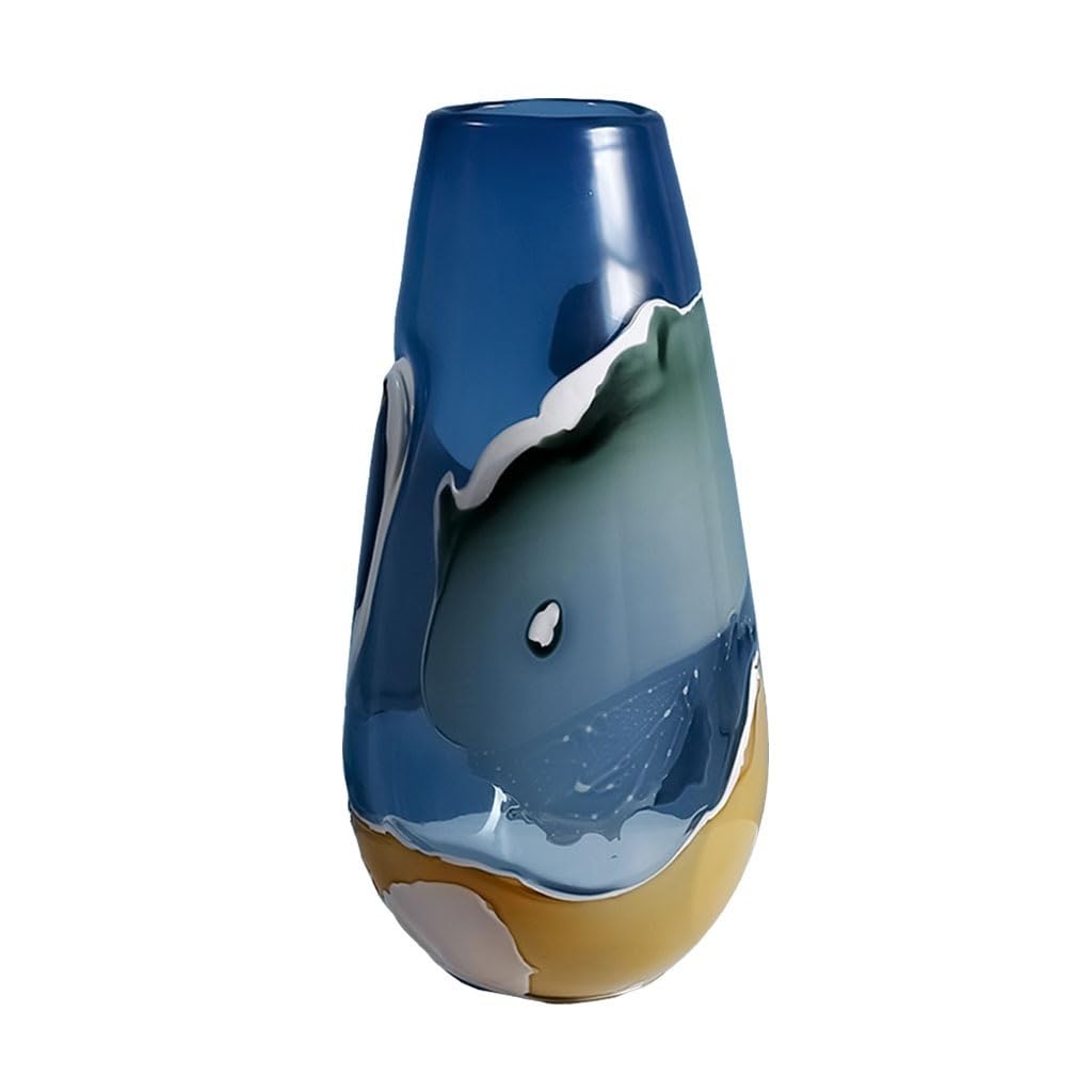 Vase à Fleurs Vase en Verre Bleu créatif, décoration Moderne for Salon, Table à thé, Bureau, hydroponique, Arrangement Floral hydroponique, Bouteille décorative Vases