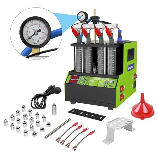 BELEY 110V Fuel Injector Tester Automotive for Car Motorcycle 4 Cylinders, Ultrasonic Fuel Injector Cleaner Machine Mini Fuel Injector Cleaner Tool for Gasoline Diesel…
