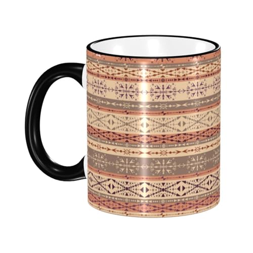 エスニックと茶色の部族 マグカップ コーヒーカップ Black 陶器 朝食カップ ティーカップ 耐熱マグ 保温 耐冷 おしゃれ 大きい ミルクコップ 330ml 雑貨 家庭用 プリント贈り物