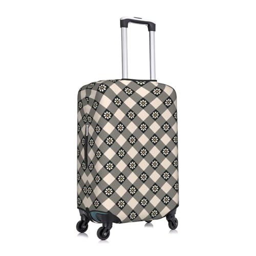 Daisy Plaid Black Luggage Cover Protector Anti-Scratch Washable Fits 18-32 Inch Luggage-Large3
