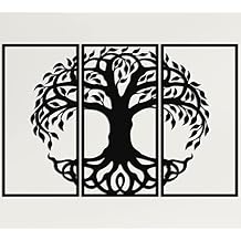 DEKADRON Metal Wall Art, Tree of Life 3 Panels, Metal Tree Wall Art, Family Tree Sign, Metal Wall Decor, 59" W x 39" H / 150x100 cm