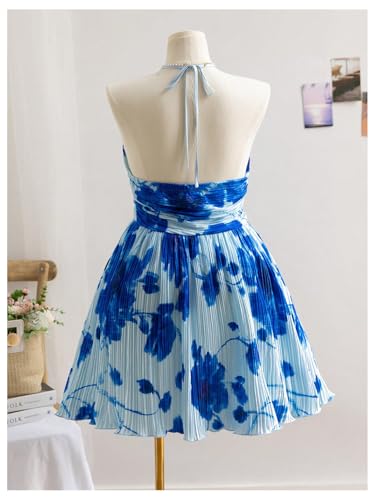 Floerns Women's Plus Size Tie Dye Halter Dress Sleeveless Ruched A Line Mini Dresses2