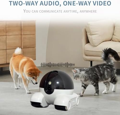 Wireless Pet Camera with 1080P Night Vision, Two-Way Talk & Remote App Control - Movable Security Robot for Cats and Dogs (White)
