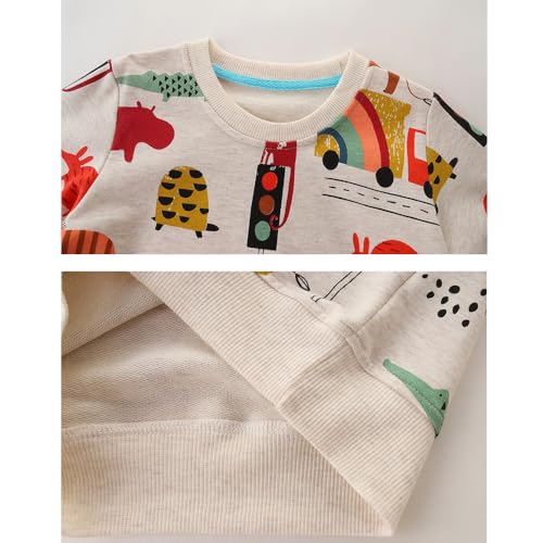 Image of GFQLONG Toddler Boy Sweatshirt 2T 3T 4T 5T Long Sleeve Shirts Boys Sweater | cotton Dinosaur Cartoon Pullover Crewneck Sweatshirt,toddler boy sweaters tops,kids fall winter clothes