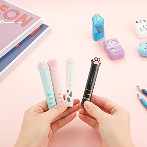 4 Pieces Cat Paw Mini Scissors Stainless Steel Craft Scissors Small Folding Safety Scissors Portable Cartoon Cute Mini Scissors For School Supply Paper Cutting Scrapbooking, 4 Colors #TOP3