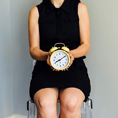 Newgate ® Charlie Bell Echo Alarm - Small Contemporary Bedside Alarm Clock - Analogue Alarm Clock - Twin Bell Alarm Clock - Desk Clock - Bedside Clock - Arabic Numerals (Cheeky Yellow) #TOP5