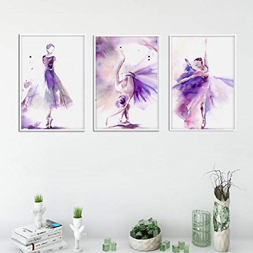 XRKITGD Una Mujer Elegante con un Vestido Morado Bailarina de Ballet Lienzo...