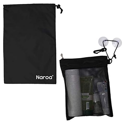Naroa Waterproof Multifunctional Toiletry Shower Bag for Gym, Travel, Business and Foldable Portable Hanging Bathroom Mesh Caddy with Wet & Dry Storage Suction Hook Tote for Men Women