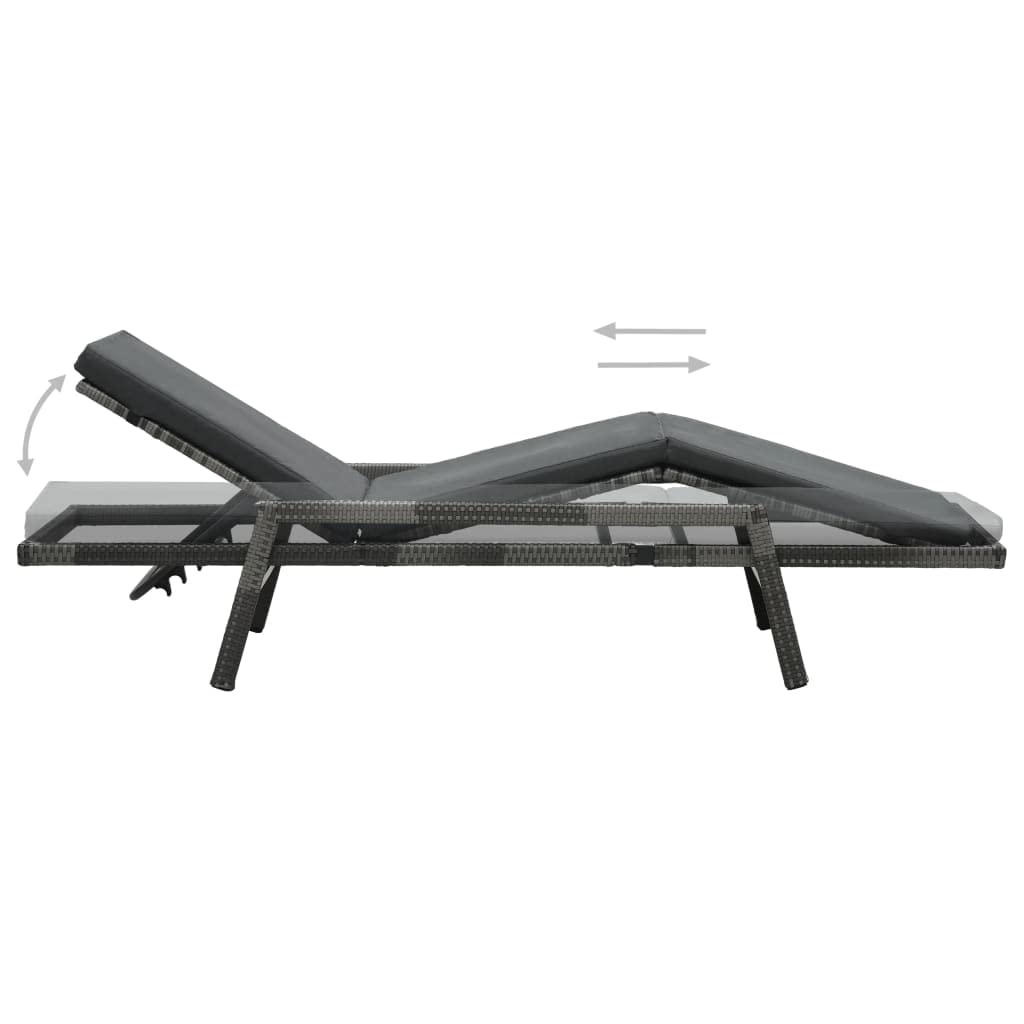 Tomostar Bain de Soleil, Chaise Longue Jardin Extérieur Transat pour Piscine avec Coussin Résine tressée Gris