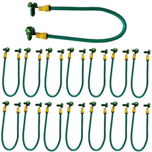 Grounding Pigtail: 12AWG Green Stranded Copper Wire, 8-Inch Length, with 10/32 x 3/8 Green Screw - Quick 5-Second Installation(15 Pack)