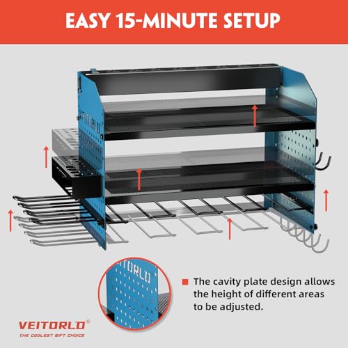 Veitorld Prateleira modular de armazenamento de 4 brocas, organizador de ferramentas elétricas com e