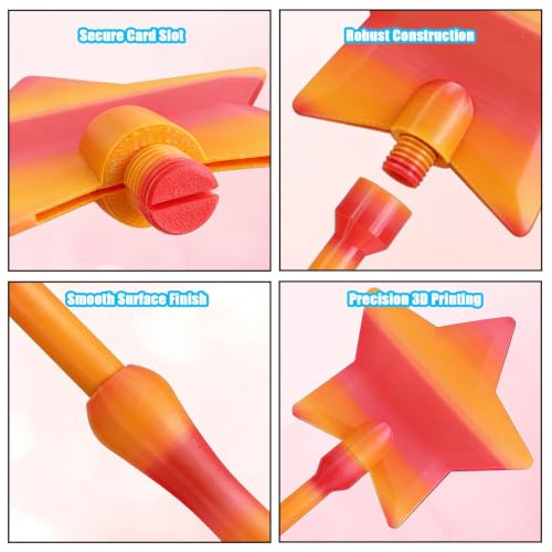 Image of Credit Card Wand, Contactless Payment Card Wand with Secure Slot, Fun Payment Experience for Everyday Use, Rainbow Color Star Design, Single Piece Credit Card Apply Tool (red B)