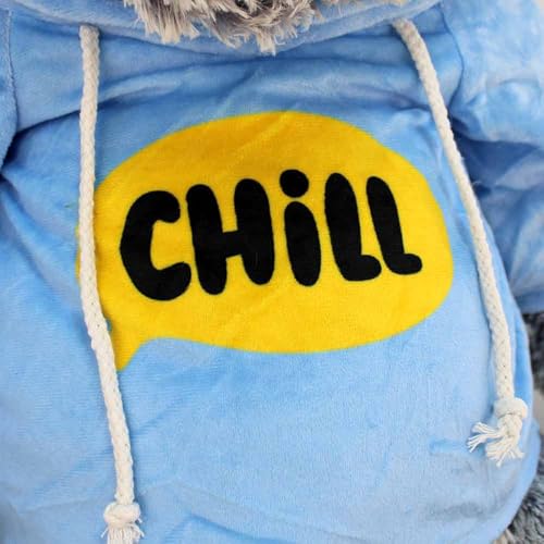 BEMIRO Faultier Kuscheltier XXL – 80 cm, Füllung aus 100% recyceltem Material, mit Hoodie, glitzernde Augen, kuschelig weich (Blau)