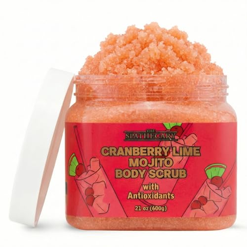Image of Cranberry Lime Mojito Sugar Scrub - Exfoliating & Hydrating Body Scrub With Antixoidants & Vitamin C To Help Soften & Smooth for Glowing Skin, Body Care Exfoliator & Cleanser, 21 oz