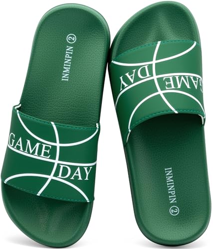 Image of INMINPIN Kids Boys Girls Ball Sprots Slides Sandals Ultra Comfortable Beach Pool Shower Shoes House Slide Indoor Outdoor for Sports Fan