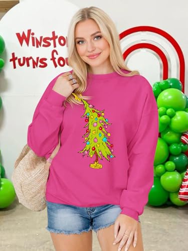 Christmas Sweatshirts for Women Funny Christmas Tree Xmas Cute Graphic Long Sleeve Shirt