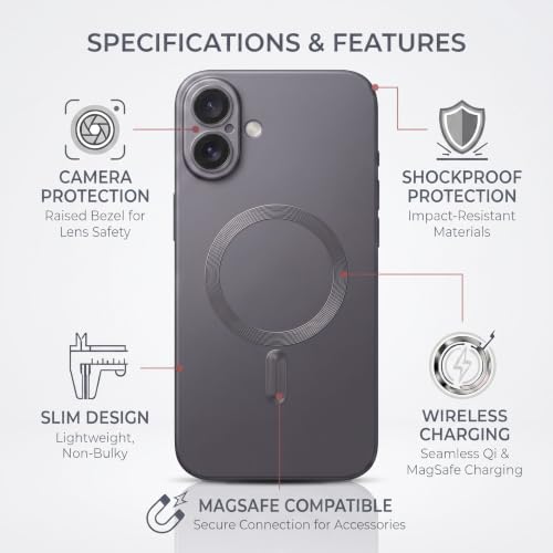 Image of amazon basics Premium Mag-Safe Case for iPhone 16 Plus | Shockproof & Anti-Scratch Cover | Soft Silicone with Wireless Charging | Camera Lens Guard - Blue