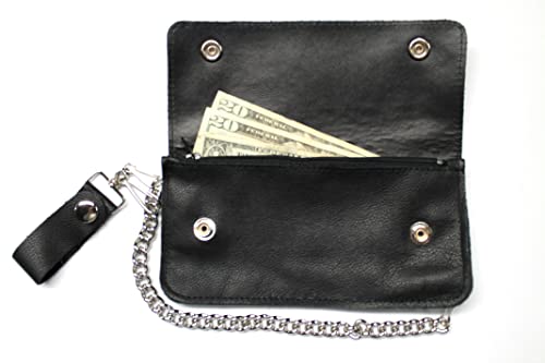 Men's 8 inch Soft Glove Leather Trucker Biker Chain Wallet3
