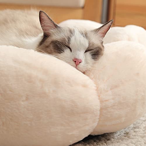 hogtnd Katzenbett für den Innenbereich mit Rutschfester Unterseite für kleine Hunde, Kissen für den, 2 Größen, Winter, weich, rund, weich, für Hunde-3