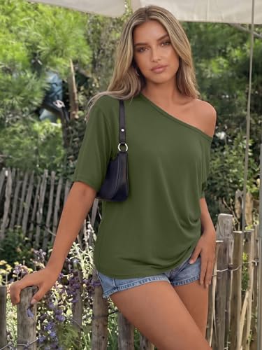 Image of Trendy Queen Womens Off the Shoulder Tops Oversized Summer Spring T-Shirts 2026
