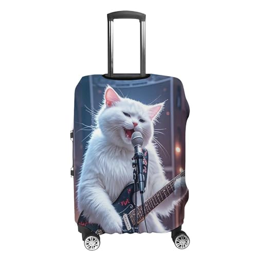 Cat Singer Luggage Cover, Elastic Luggage Protector Fits 19-32in Suitcases, Washable & Anti-Scratch Suitcase Cover for Men Women L4