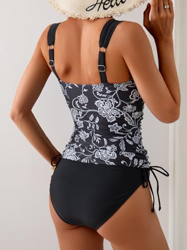 Image of B2prity Tankini Swimsuits for Women Tummy Control Two Piece Bathing Suit High Waisted Wrap Swim Suit with Bottom Swimwear