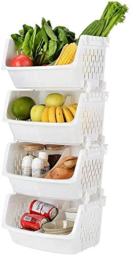 Estante de cocina de 3 niveles lavable para verduras, organizador blanco de plástico