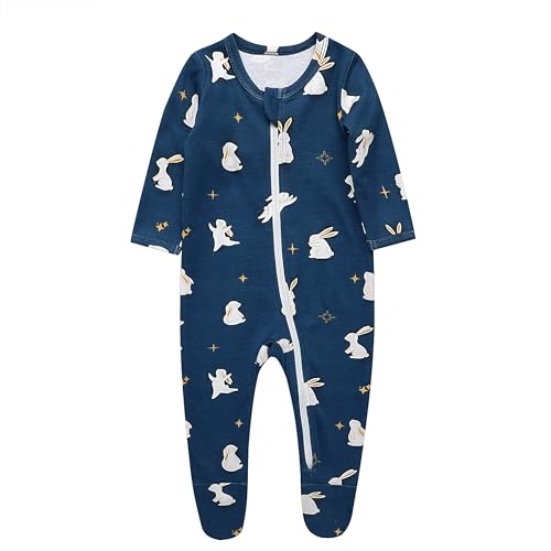 Image of O2 BABY Baby Boys Girls Organic Cotton Zip-Front Sleeper Pajamas, Footed Sleep 'n Play