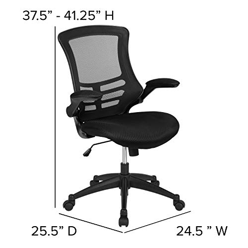 Flash Furniture Kelista Mid-Back Black Mesh Swivel Ergonomic Task Office Chair With Flip-Up Arms #TOP2