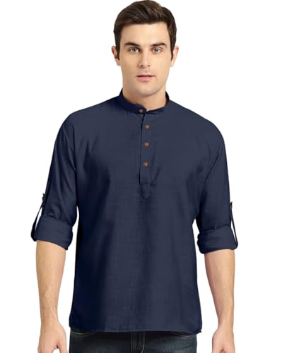 Chemise droite courte homme anti plis col montant pour un ajustement parfait