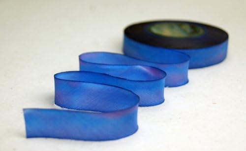 1" (24mm) Hand dyed silk ribbon bias cut 6 yard cutting - Color 004 Blue Purple