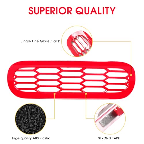 Image of sukemichi Red Front Grille Inserts Mesh Grill Cover for Ford Bronco | Decals stickers covers,Fits 2021-2026 Base /Big Bend /Outer Banks /Badlands exterior accessories,Not for Sport,ABS,6 Pack
