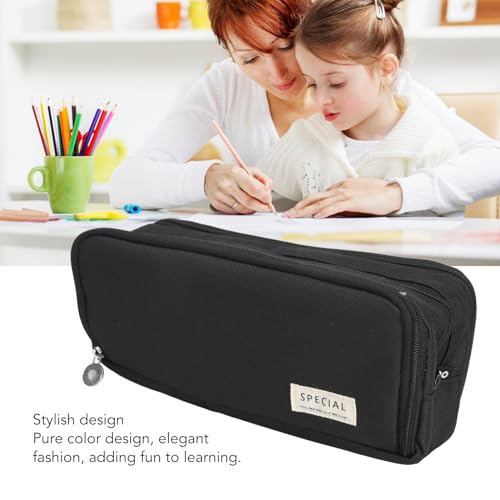 Fournitures scolaires grand format pochette à crayons rigide noire