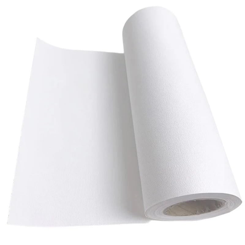 Fymlok Rouleau de Toile a Peindre Lin Rouleau de Toile Coton 5 m/Rouleau, Blanc Vierge spécialisé adapté à la Peinture l'huile, pigments acryliques, 27 cm,...