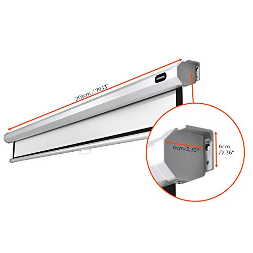 celexon Economy Rollo-Leinwand 80 | 180x102 cm 16:9 | manuell ausziehbare 4K, Full-HD Beamerleinwand f&uuml;r Projektionen im Heimkino & B&uuml;ro | Wand- & Deckenmontage/zum Aufh&auml;ngen