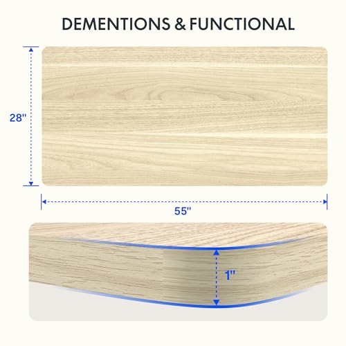 FLEXISPOT EN1 One-Piece Standing Desk, 55 x 28 Inches Electric Height Adjustable Desk for Home Office (White Frame + White Wood Grain Desktop)