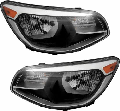 Headlight Assembly Fit for Kia Soul 2014 2015 2016 2017 2018 2019, Headlamp Halogen Direct Replacement, Driver & Passenger Side (Left+Right)