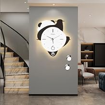 Large Panda Wall Clock Glowing, Cartoon Panda Shape Decor Wall Clock with Moving Feet, Battery Operated Non Ticking Hanging Clock, Big Lovely Wall Decor, for Bedroom, Living Room,13.8X15.7IN