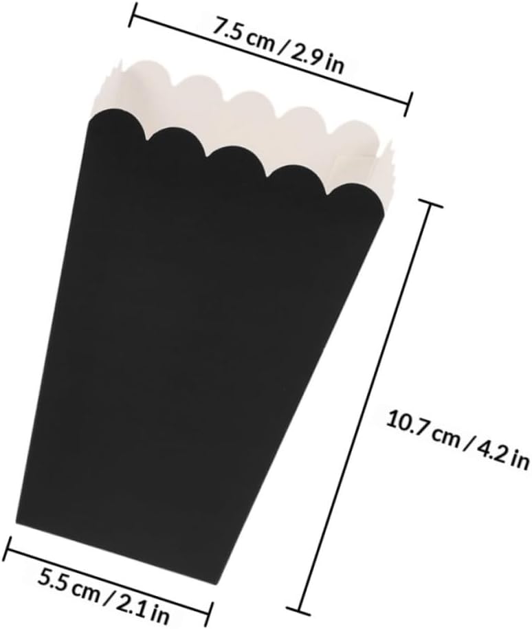 CTIRCHIU 100pcs Black Paper Popcorn Boxes Popcorn Buckets for Party Snack Candy Holders Wedding Favor Containers Movie Night Supplies