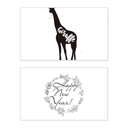 Tarjeta de Año Nuevo de jirafa en blanco y negro para felicitaciones exclusivas