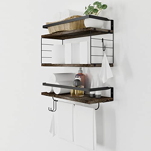 Jovone Bathroom Shelves With Tissue Rack &Towel Bar, Wall Mounted Floating Shelves, Multifunctional Storage Rack For Bathroom, Kitchen, Bedroom And Living Room, Set Of 2 (Carbonized Dark Black) #TOP2
